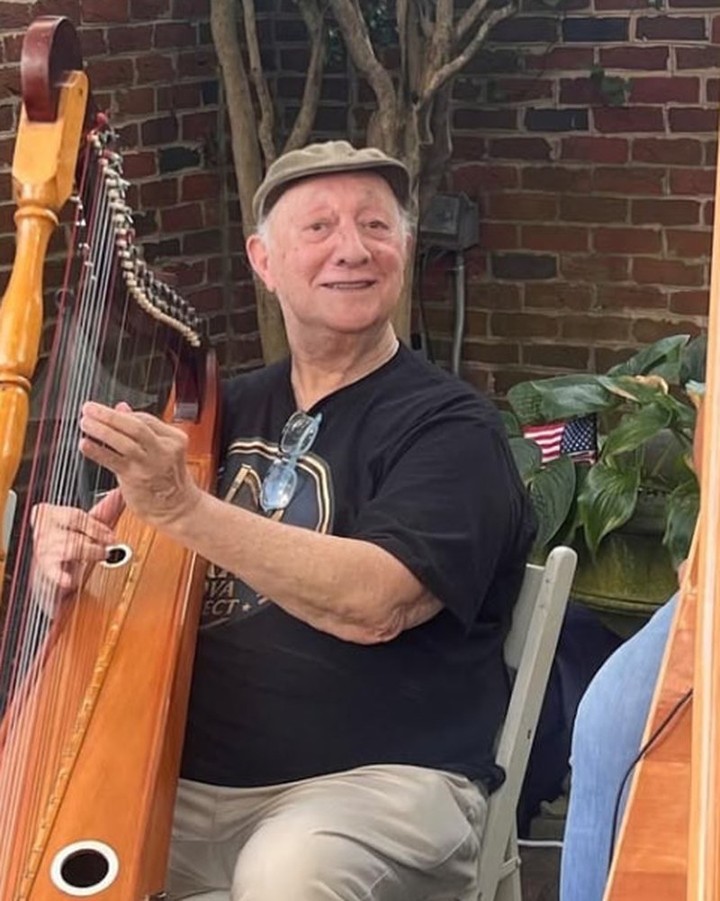 Ramón Brito with his harp